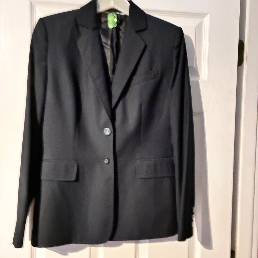 EUC Anne Klein Lined Navy Blue Blazer Lined Structured Size 8